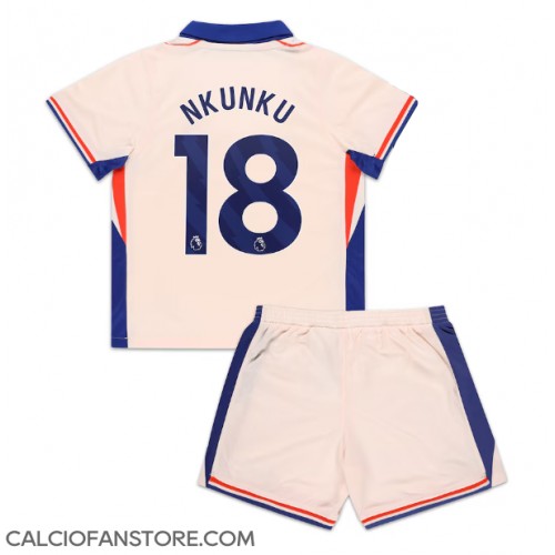 Maglia Calcio Chelsea Christopher Nkunku #18 Seconda Divisa Bambino 2024-25 Manica Corta (+ pantaloncini)